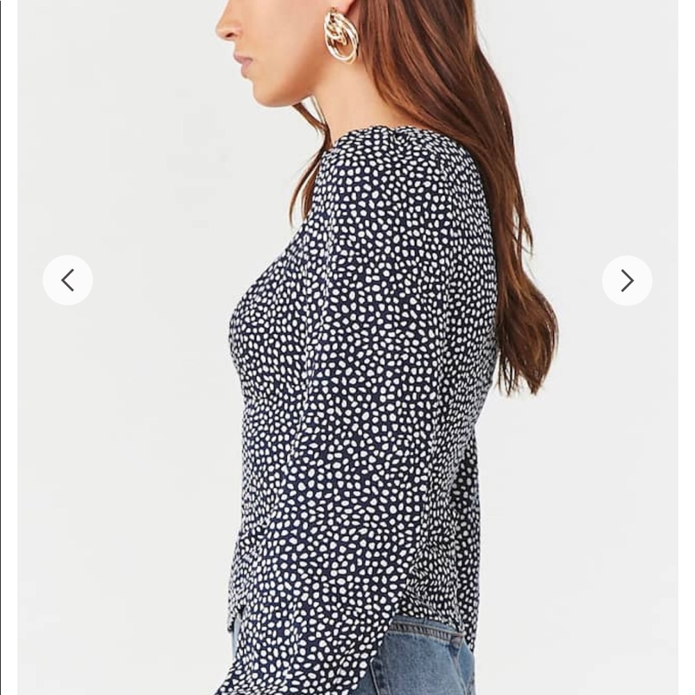 Cheetah polka dot navy white sweetheart top - Picture 2 of 4